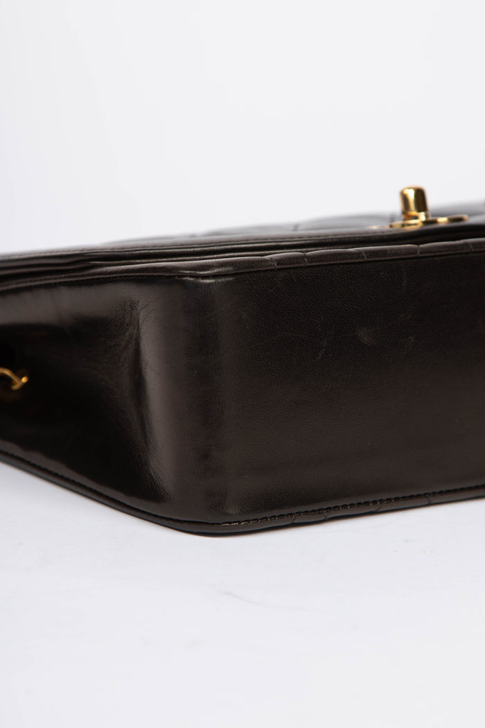 Chanel Espresso Black Lambskin Small Diana Shoulder Bag