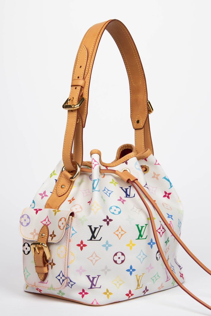 2010s Louis Vuitton x Takashi Murakami White Multicolour Petit Noé