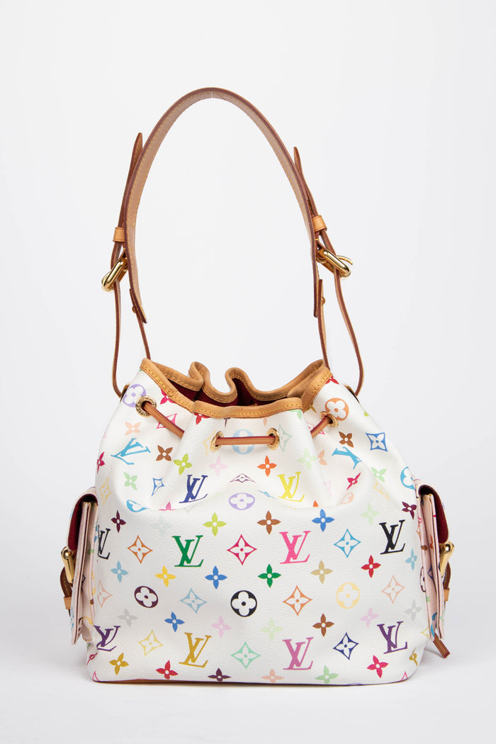 2010s Louis Vuitton x Takashi Murakami White Multicolour Petit Noé