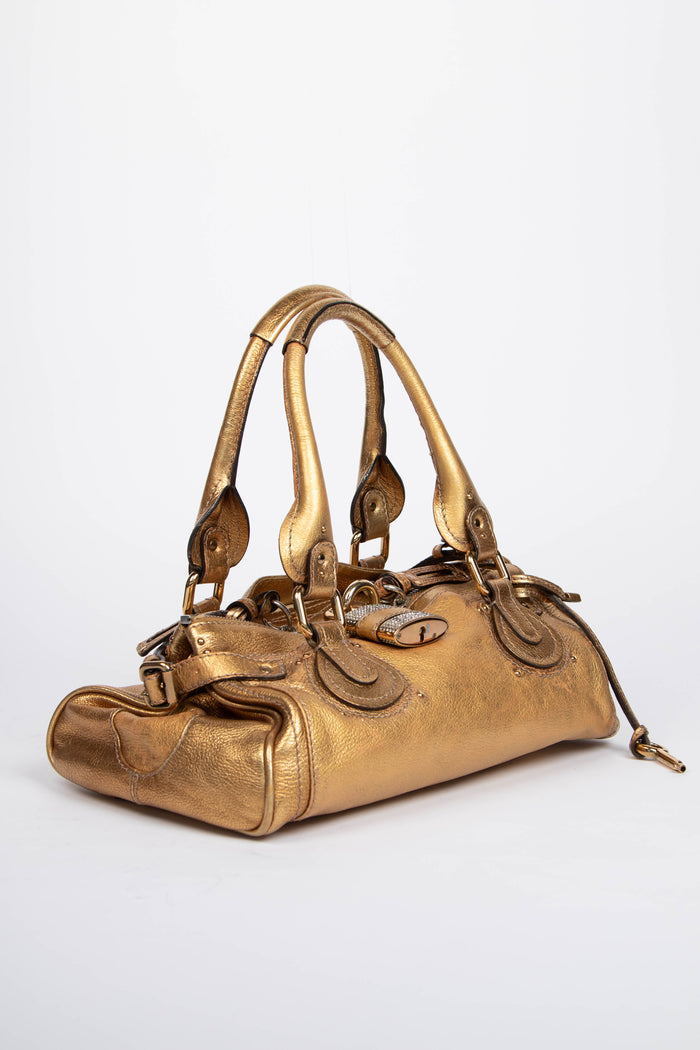 2000s Chloe Gold Leather Paddington Shoulder Bag
