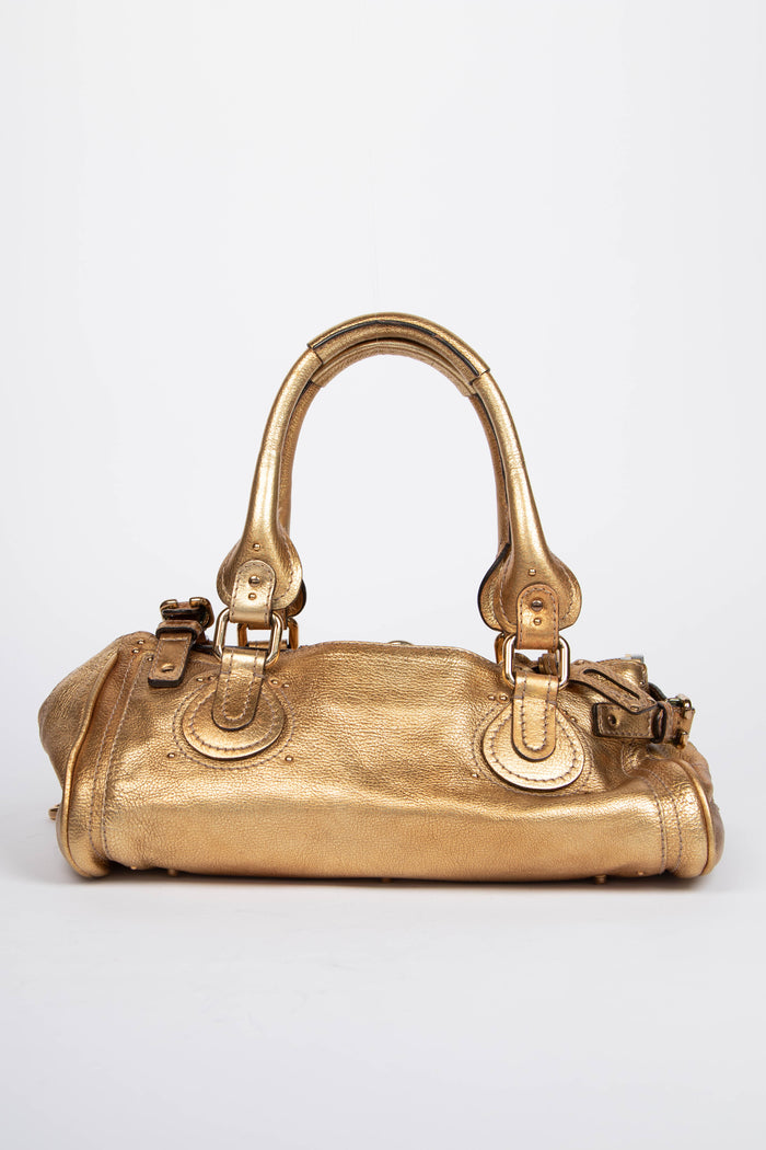 2000s Chloe Gold Leather Paddington Shoulder Bag