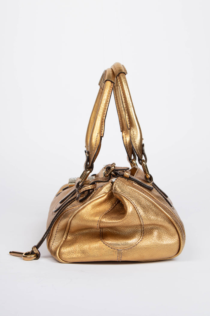 2000s Chloe Gold Leather Paddington Shoulder Bag
