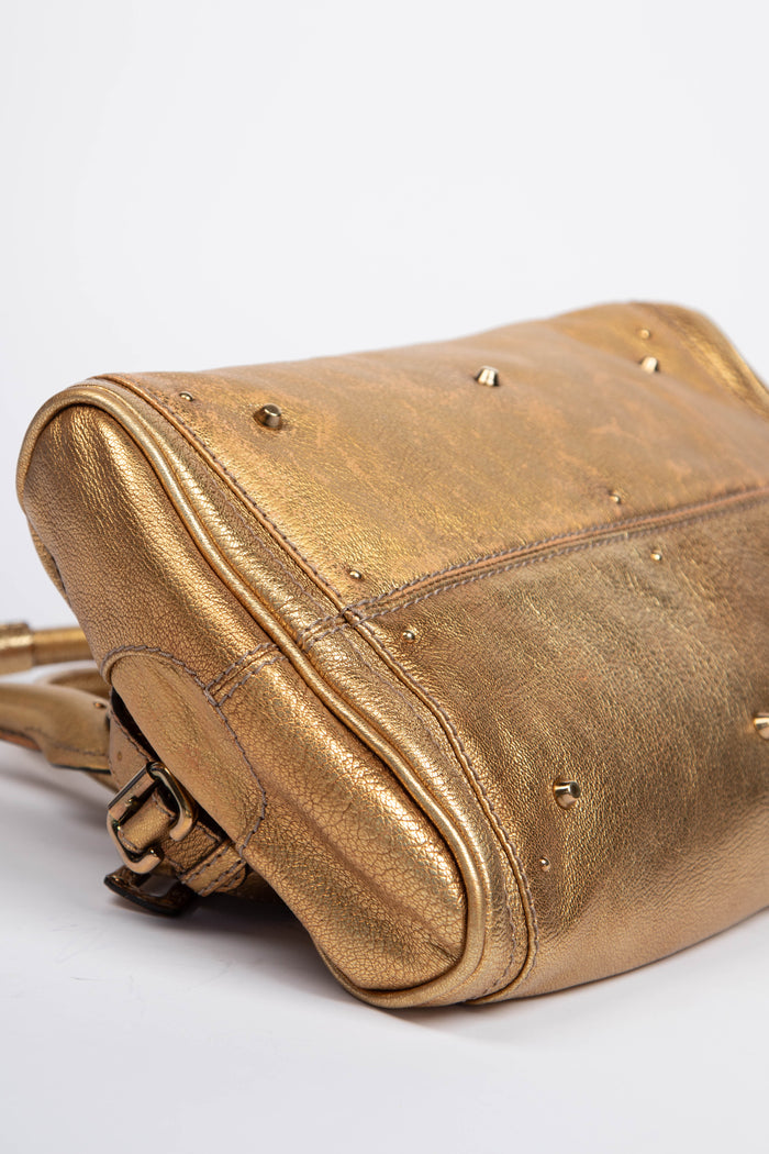 2000s Chloe Gold Leather Paddington Shoulder Bag