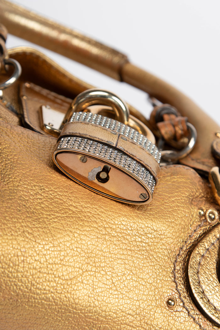 2000s Chloe Gold Leather Paddington Shoulder Bag
