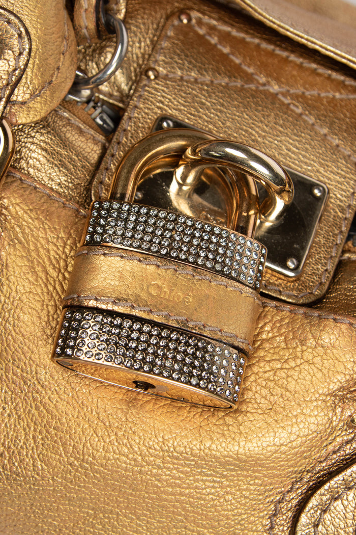 2000s Chloe Gold Leather Paddington Shoulder Bag