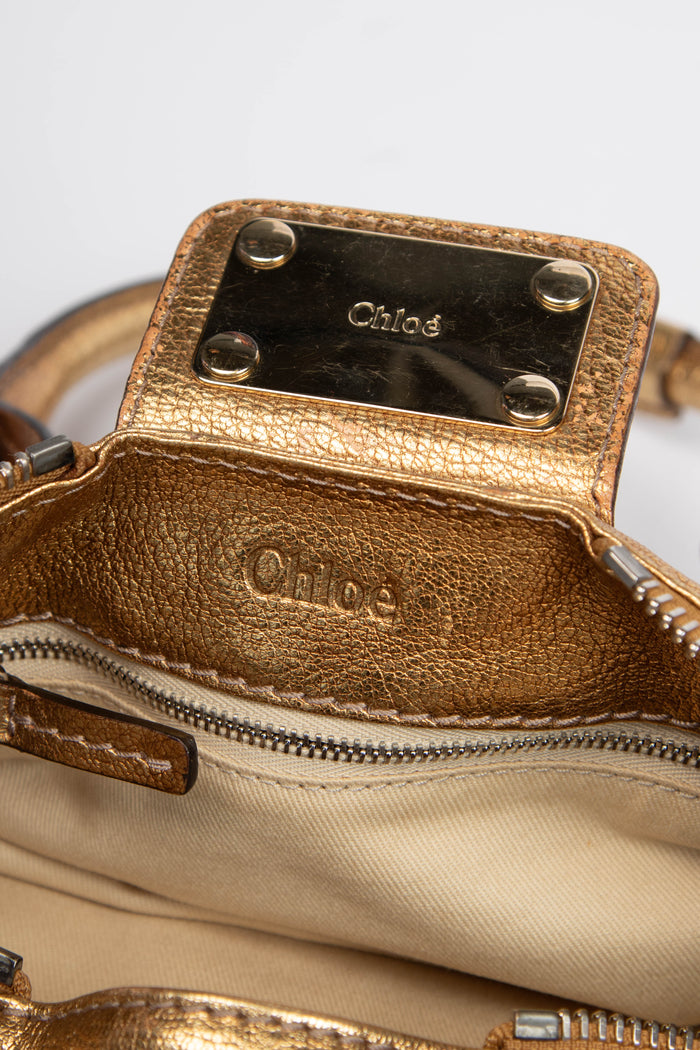 2000s Chloe Gold Leather Paddington Shoulder Bag