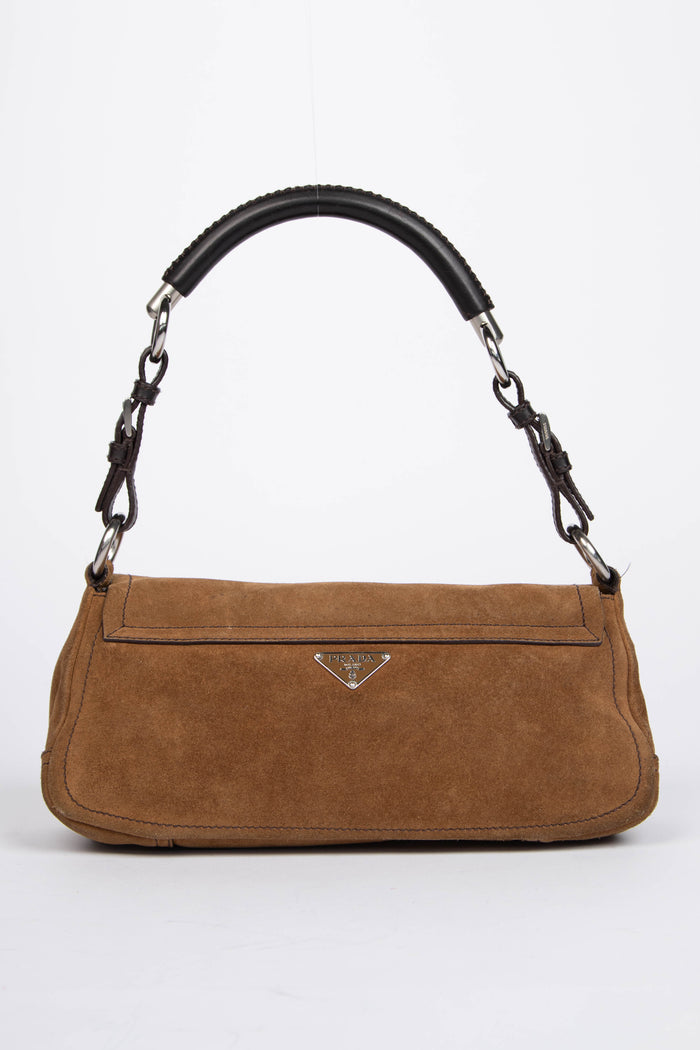Vintage Prada Brown Suede Shoulder Bag