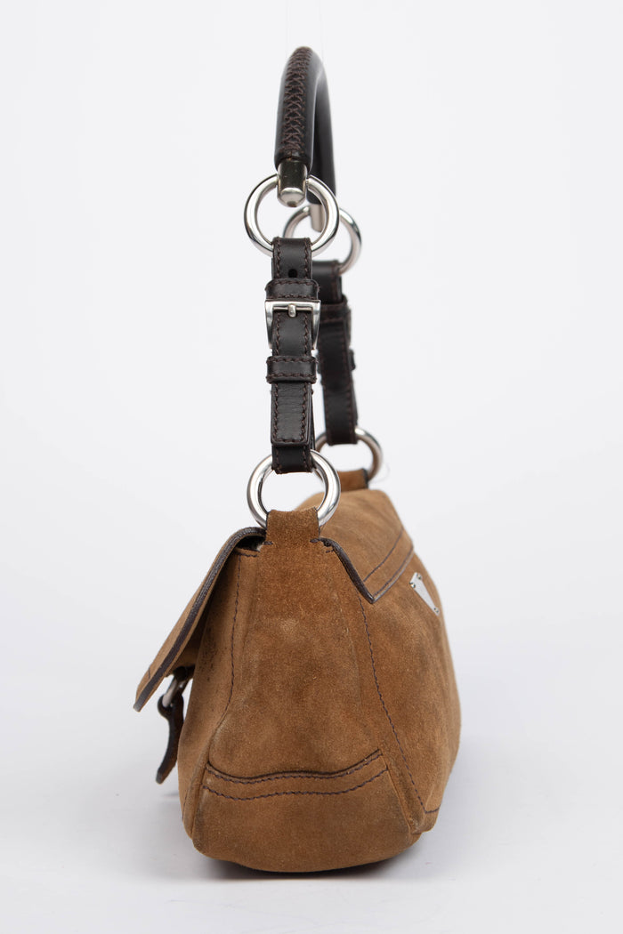 Vintage Prada Brown Suede Shoulder Bag