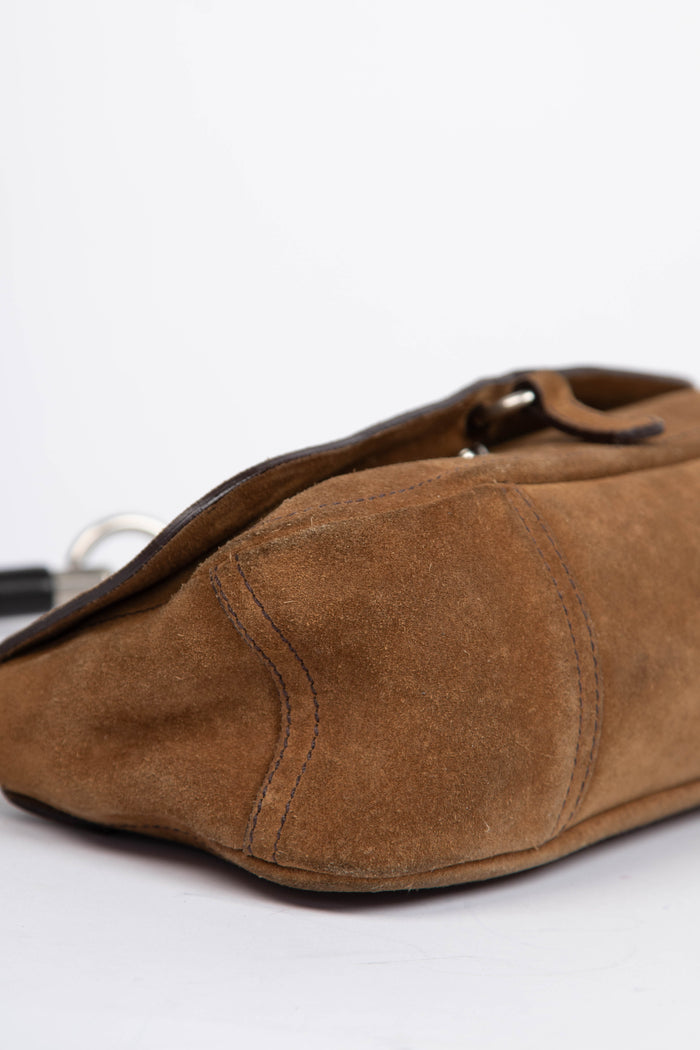 Vintage Prada Brown Suede Shoulder Bag