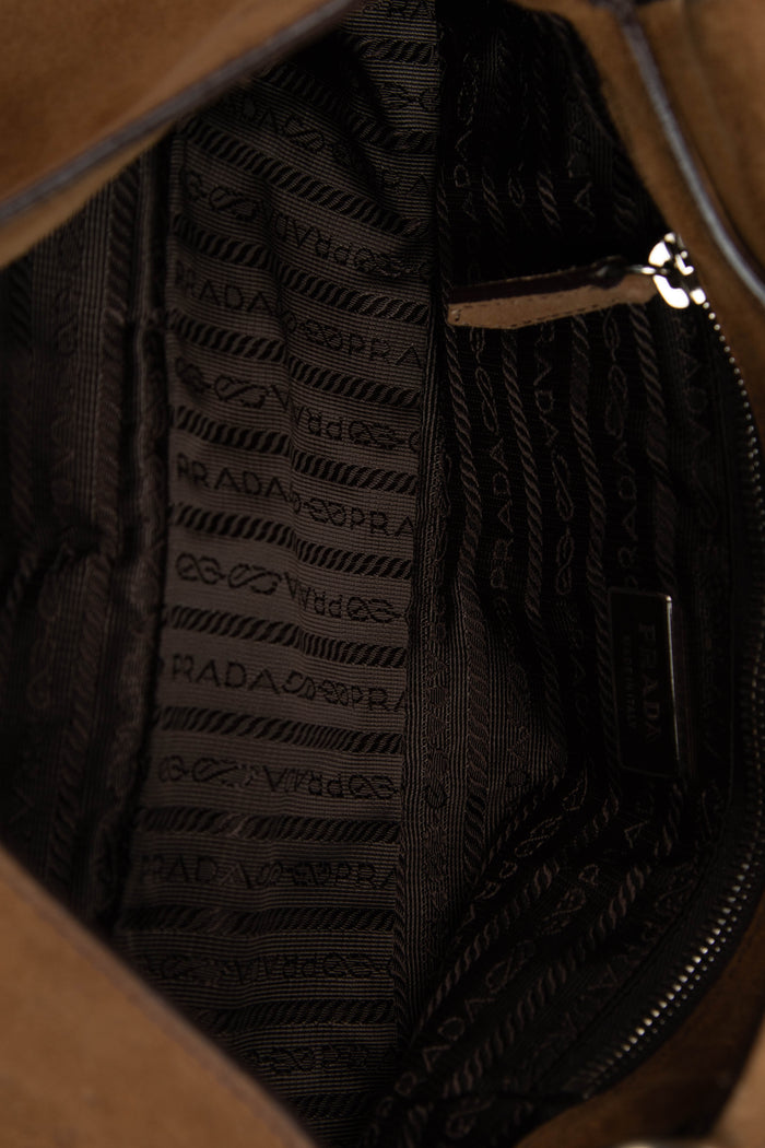 Vintage Prada Brown Suede Shoulder Bag