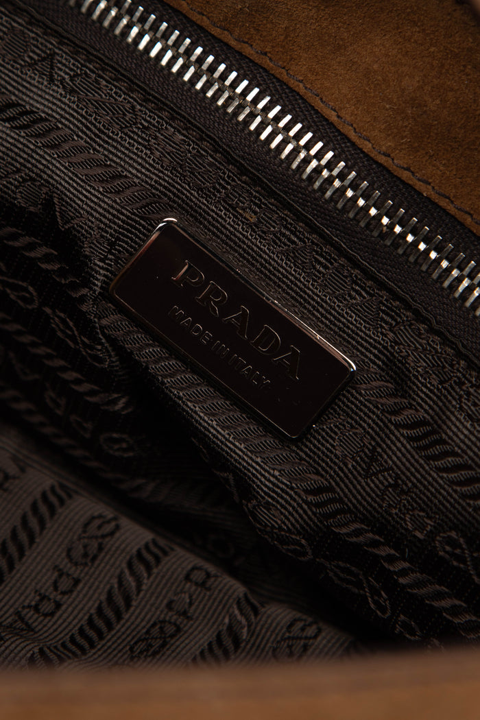 Vintage Prada Brown Suede Shoulder Bag