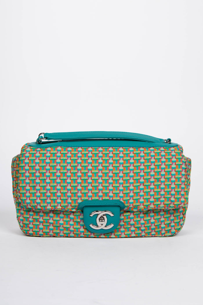 2010s Chanel Blue Rubber Single Flap Shoulder Bag