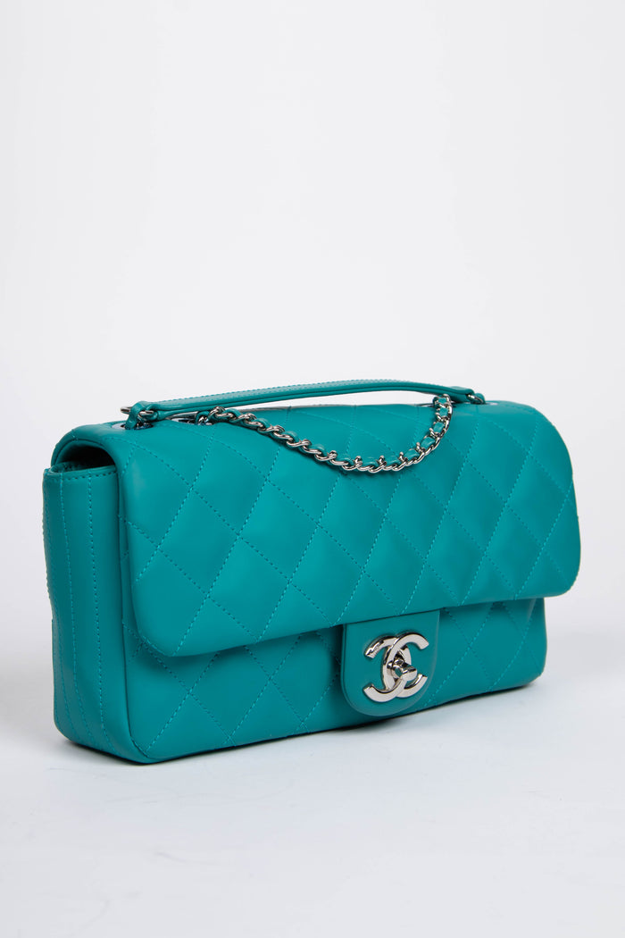 2010s Chanel Blue Rubber Single Flap Shoulder Bag