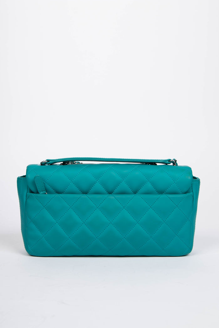2010s Chanel Blue Rubber Single Flap Shoulder Bag