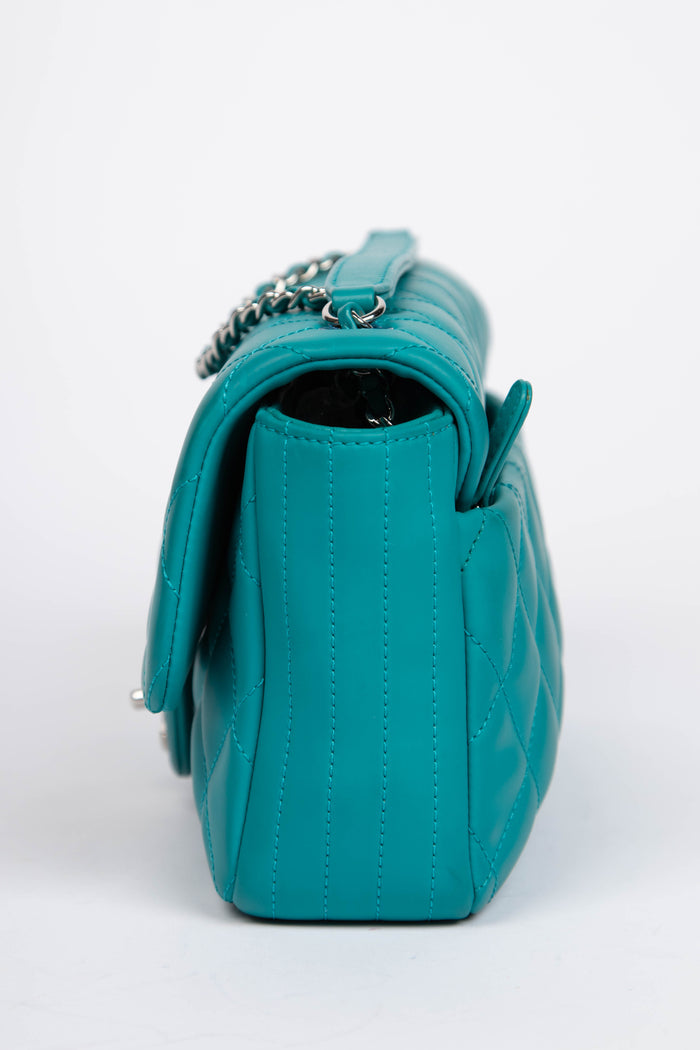 2010s Chanel Blue Rubber Single Flap Shoulder Bag