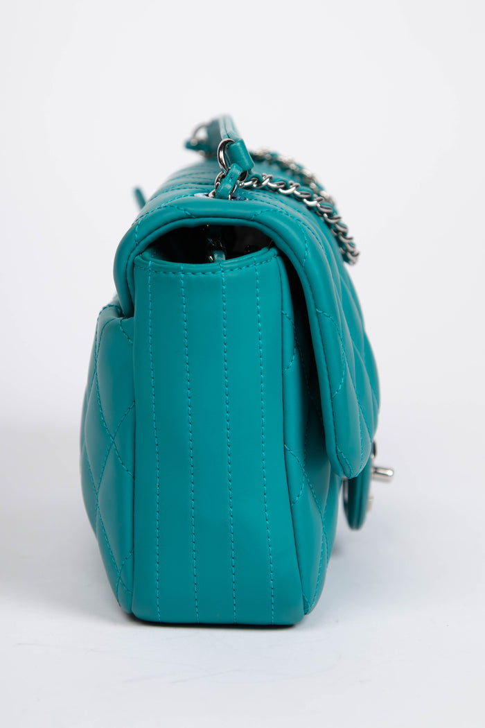 2010s Chanel Blue Rubber Single Flap Shoulder Bag