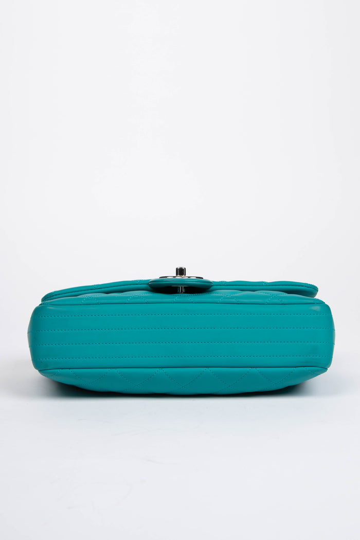 2010s Chanel Blue Rubber Single Flap Shoulder Bag