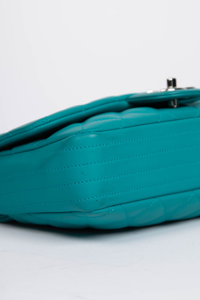 2010s Chanel Blue Rubber Single Flap Shoulder Bag