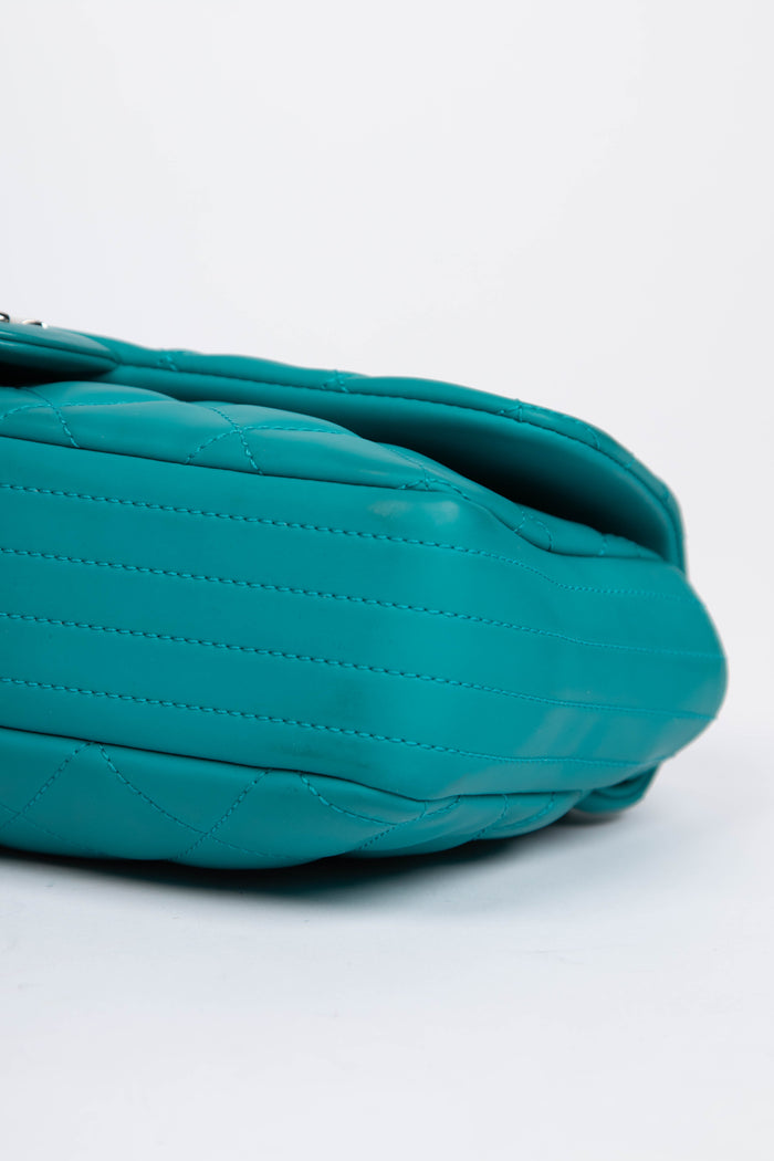 2010s Chanel Blue Rubber Single Flap Shoulder Bag