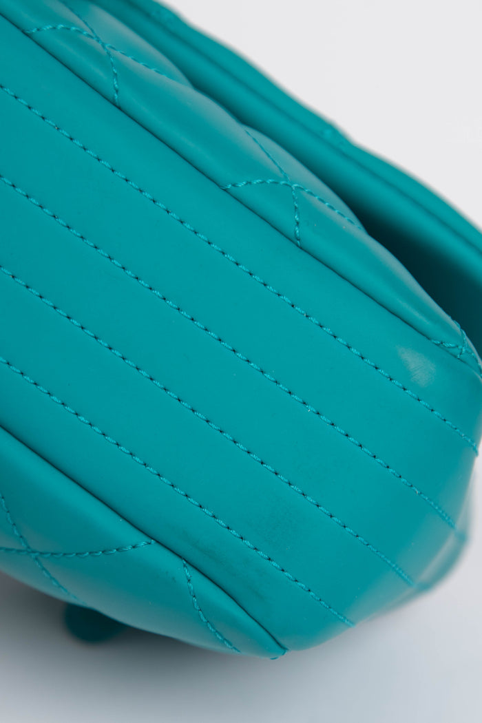 2010s Chanel Blue Rubber Single Flap Shoulder Bag