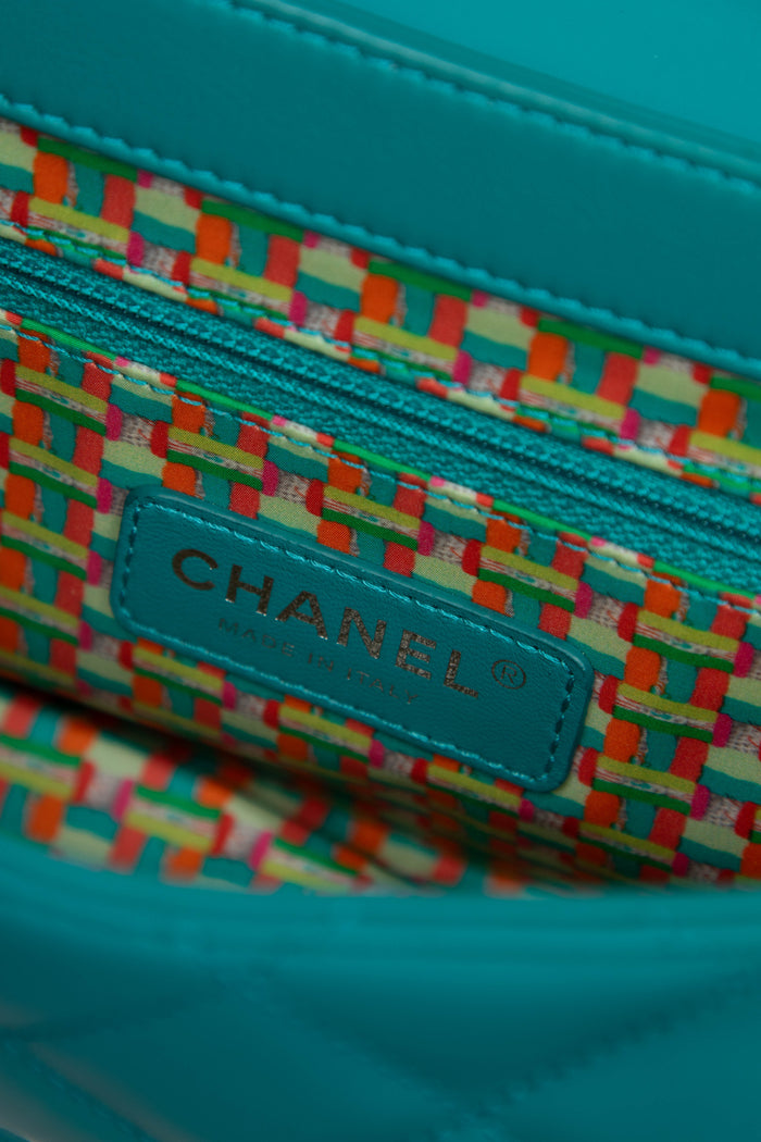 2010s Chanel Blue Rubber Single Flap Shoulder Bag