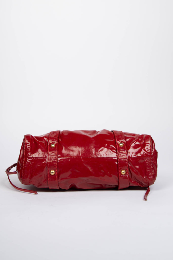 2000s Miu Miu Red Patent Leather Vitello Shoulder Bag