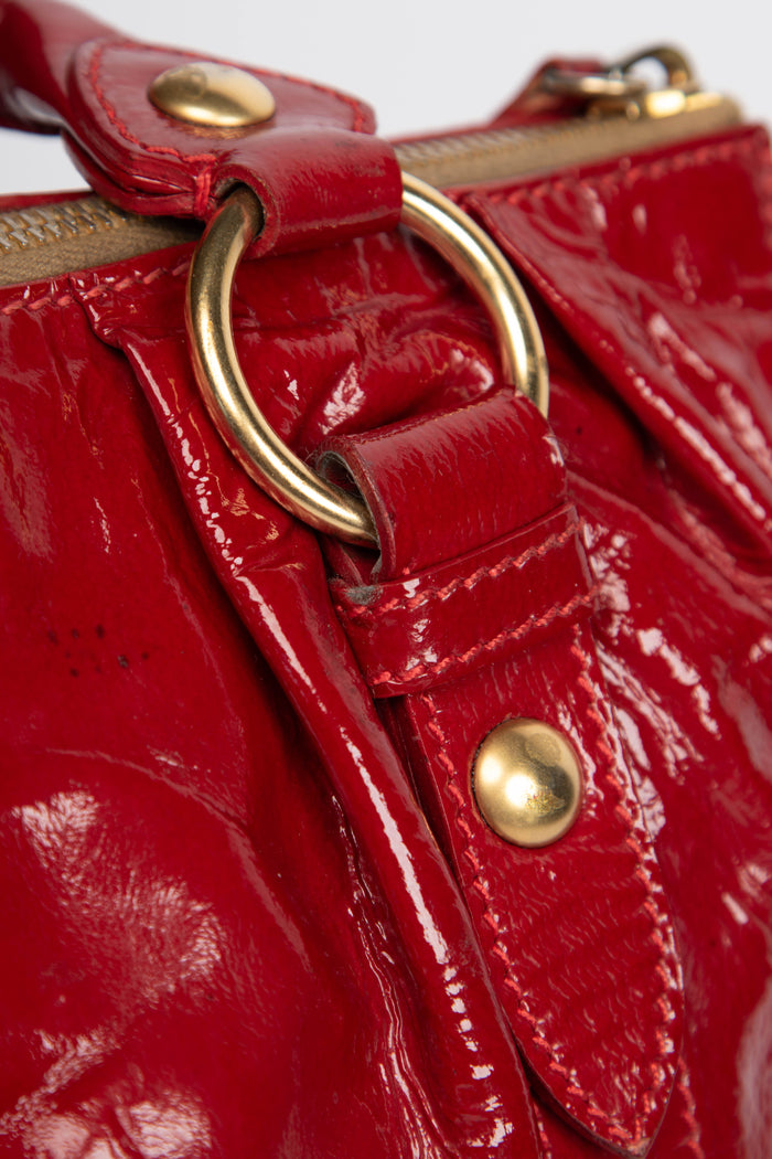 2000s Miu Miu Red Patent Leather Vitello Shoulder Bag