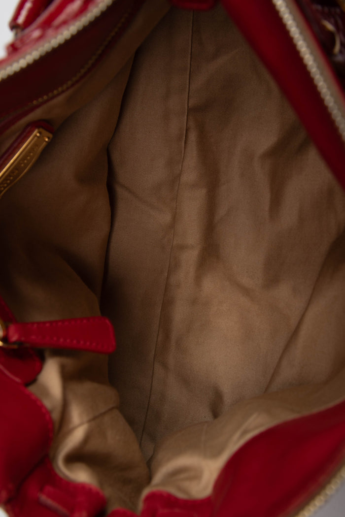 2000s Miu Miu Red Patent Leather Vitello Shoulder Bag