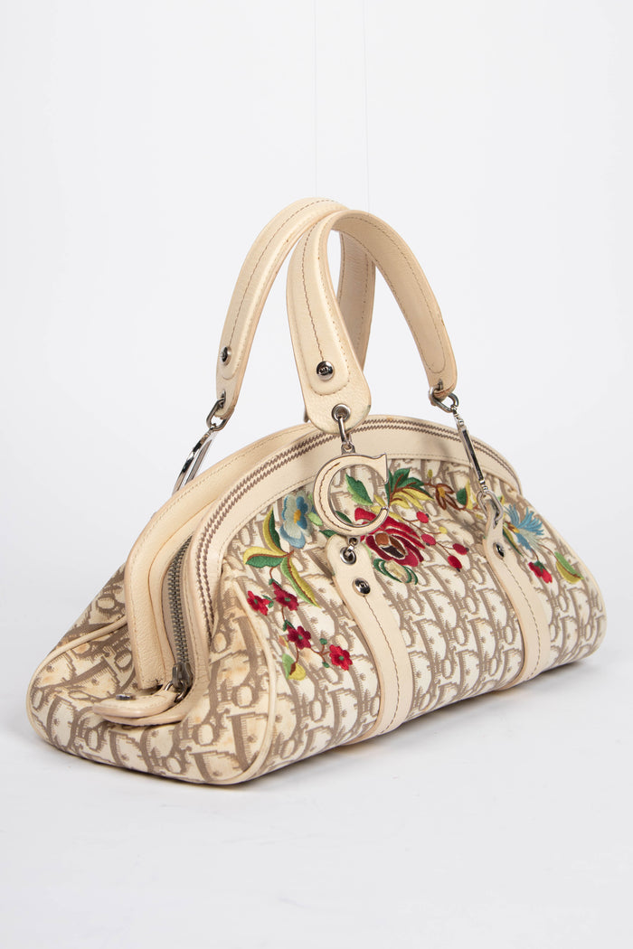 2000s Christian Dior Floral Diorissimo Detective Top Handle Bag