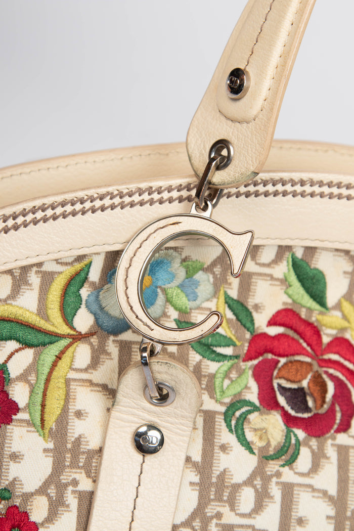 2000s Christian Dior Floral Diorissimo Detective Top Handle Bag