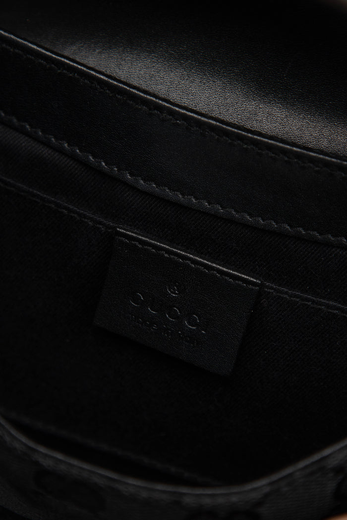 RARE Vintage Gucci Black Studded GG Monogram Horsebit Shoulder Bag