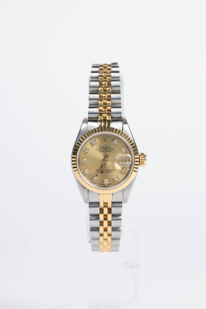 1990 Rolex Diamond Yellow Rolesor Datejust 26mm Watch Jubilee Bracelet