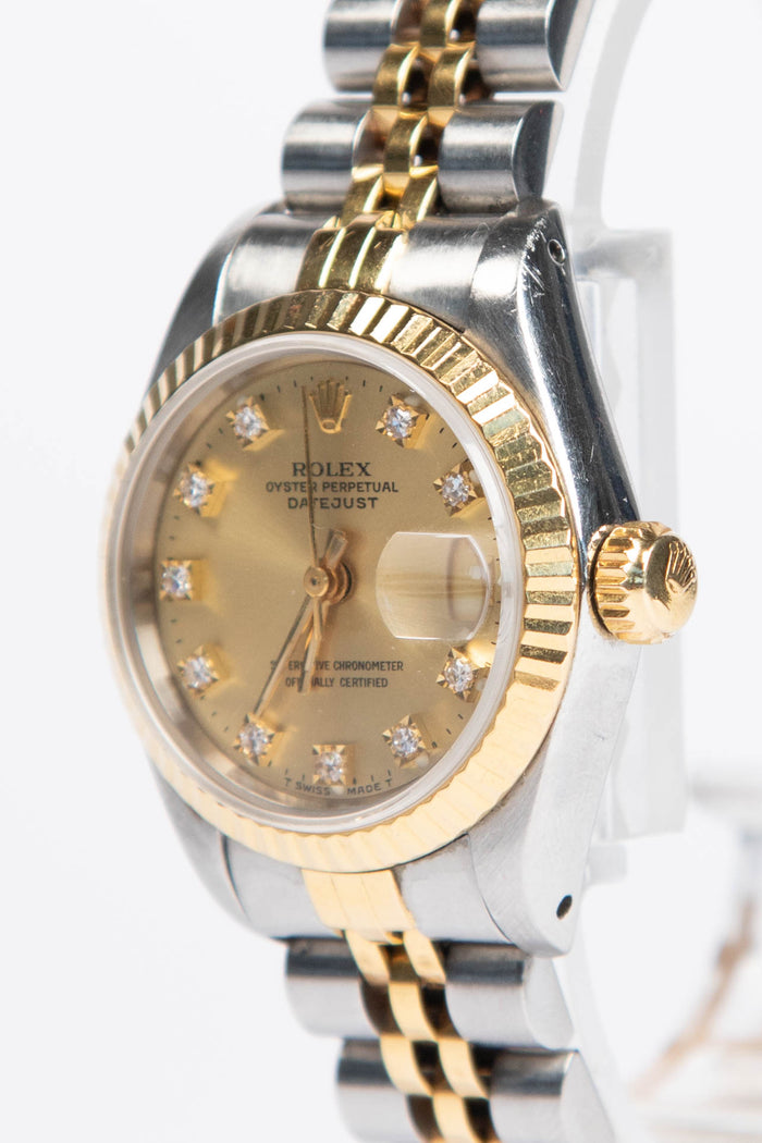 1990 Rolex Diamond Yellow Rolesor Datejust 26mm Watch Jubilee Bracelet