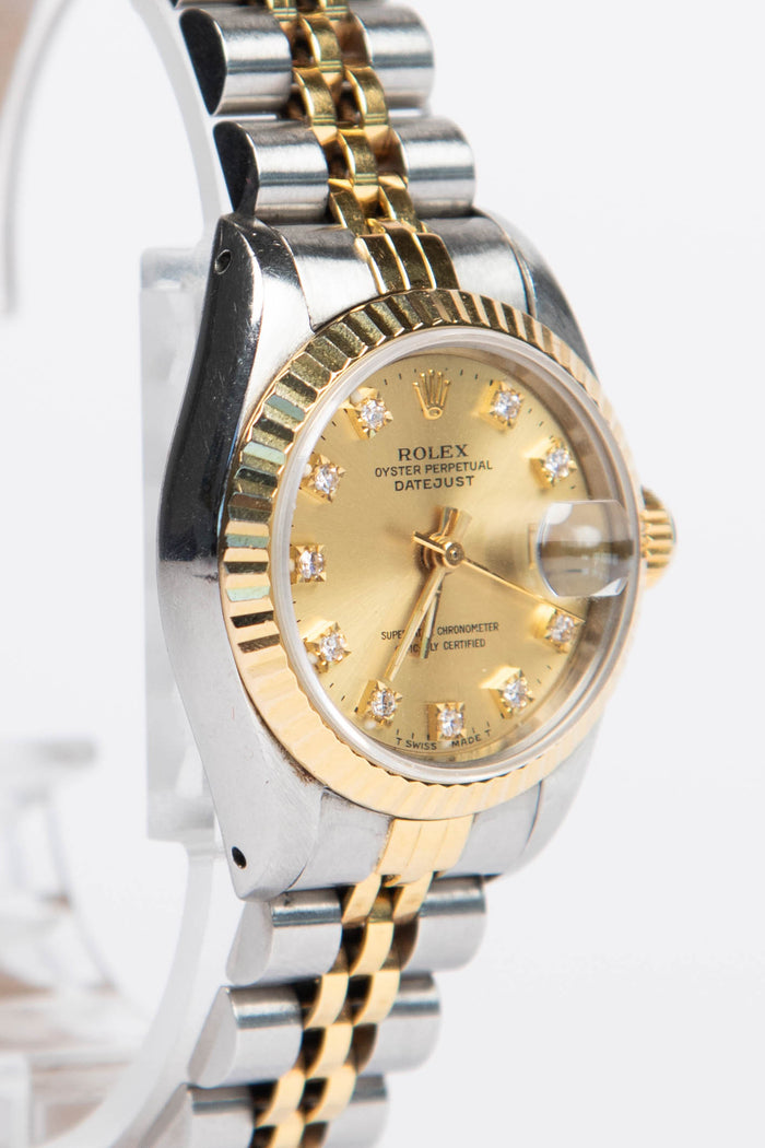 1990 Rolex Diamond Yellow Rolesor Datejust 26mm Watch Jubilee Bracelet