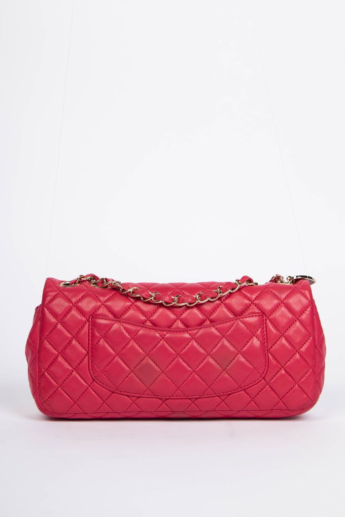 RARE 2009 Chanel Pink Lambskin Leather Valentines East West Shoulder Bag