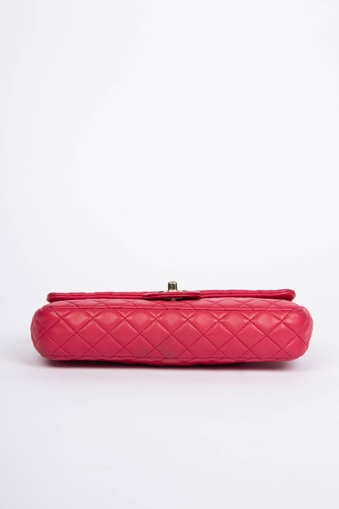 RARE 2009 Chanel Pink Lambskin Leather Valentines East West Shoulder Bag