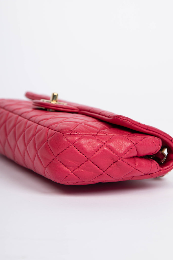 RARE 2009 Chanel Pink Lambskin Leather Valentines East West Shoulder Bag