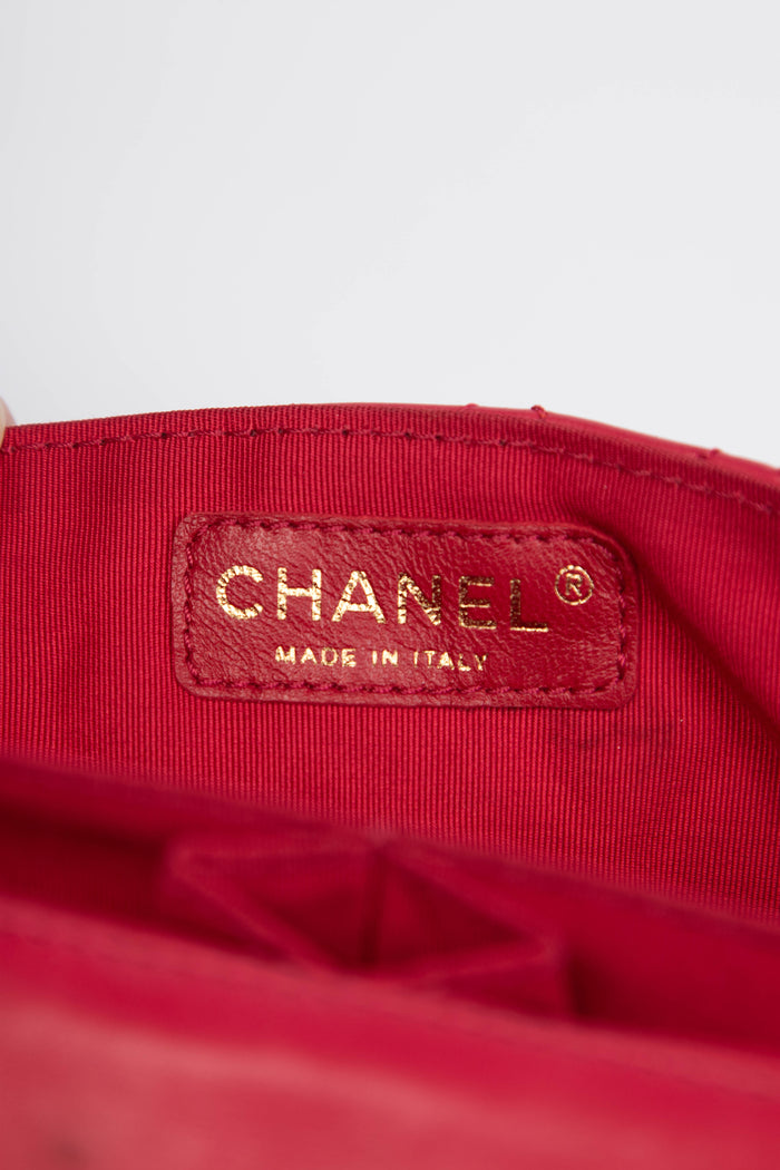 RARE 2009 Chanel Pink Lambskin Leather Valentines East West Shoulder Bag