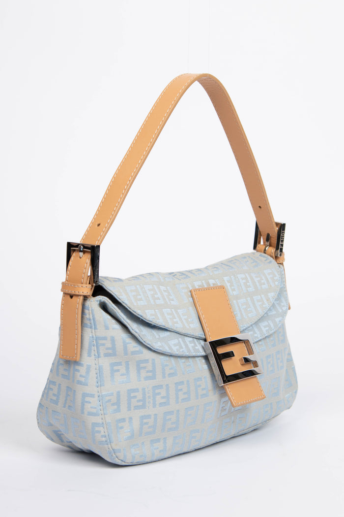 Vintage Fendi Blue Zucchino Shoulder Bag