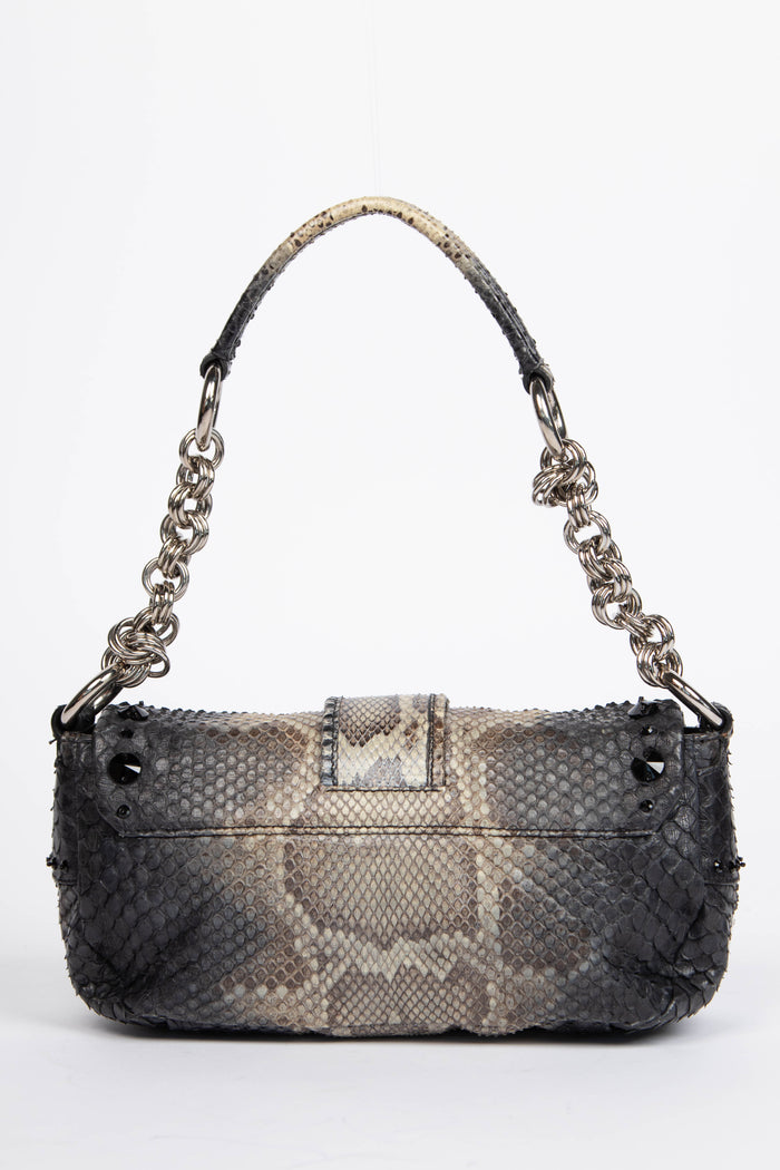 RARE Prada Python Leather Buckle Shoulder Bag
