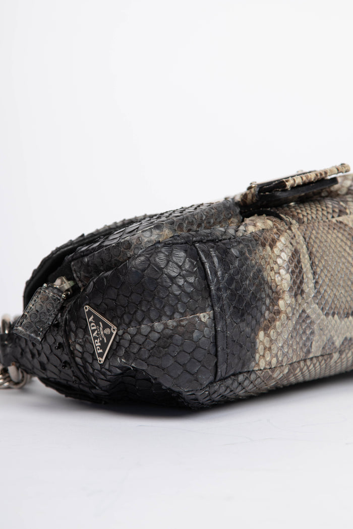 RARE Prada Python Leather Buckle Shoulder Bag