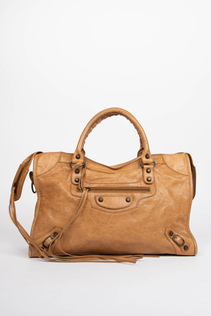 2010s Balenciaga Tan Leather City Bag