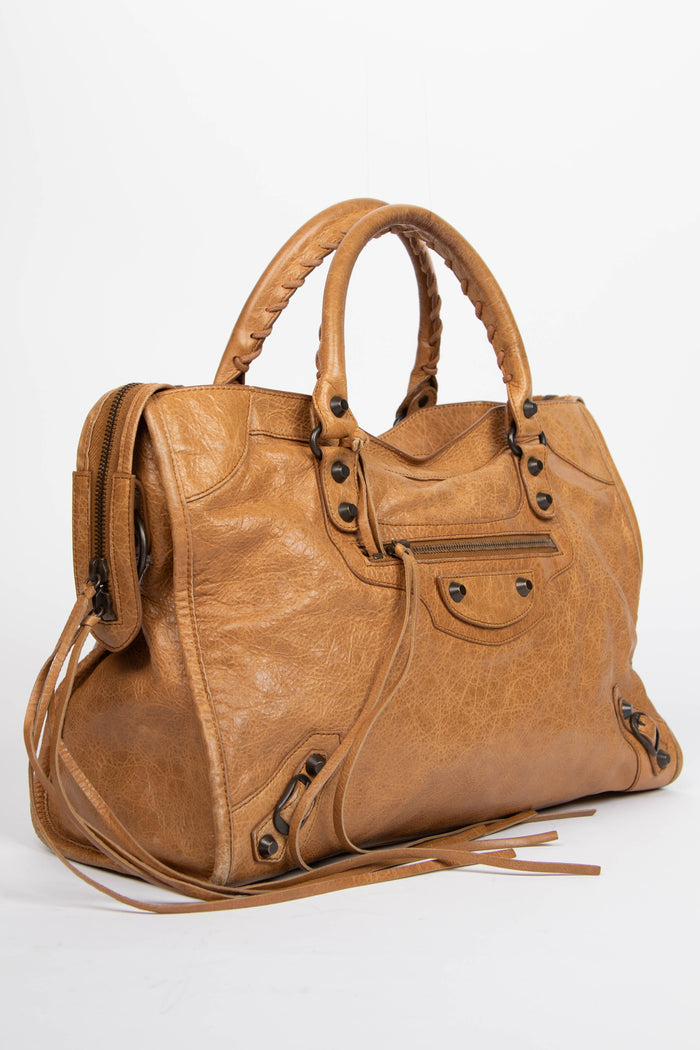 2010s Balenciaga Tan Leather City Bag