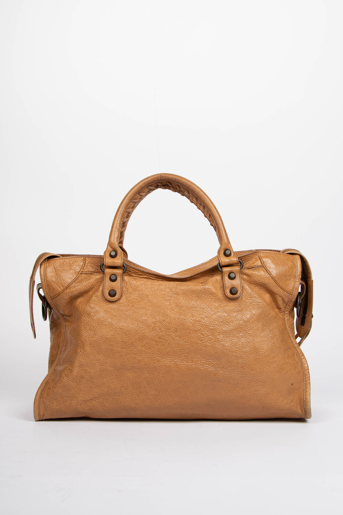 2010s Balenciaga Tan Leather City Bag