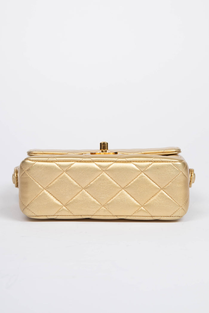90s Chanel Gold Lambskin Mini Square Top Handle Bag