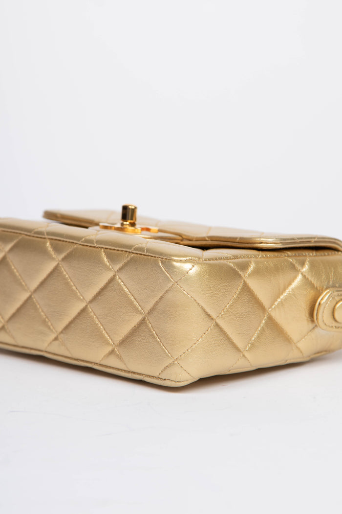 90s Chanel Gold Lambskin Mini Square Top Handle Bag