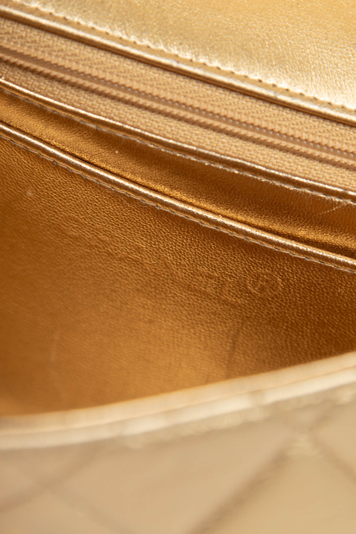 90s Chanel Gold Lambskin Mini Square Top Handle Bag