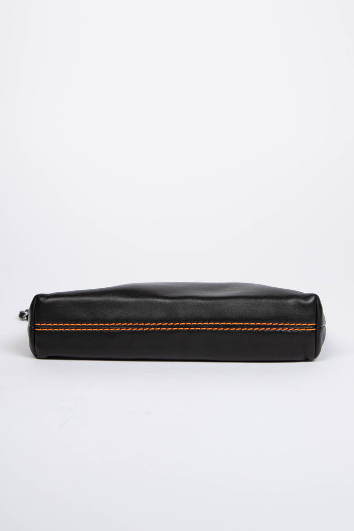 2000s Chanel Black Lambskin Leather Pochette Shoulder Bag
