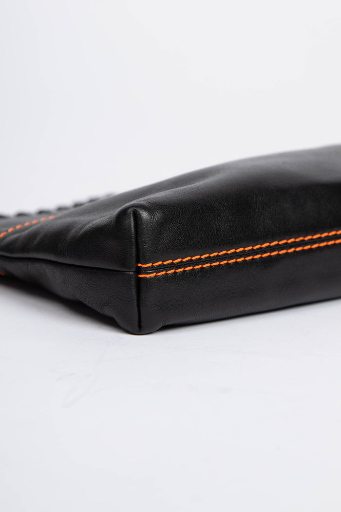 2000s Chanel Black Lambskin Leather Pochette Shoulder Bag