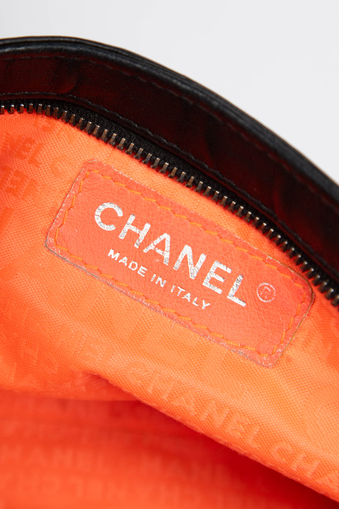 2000s Chanel Black Lambskin Leather Pochette Shoulder Bag